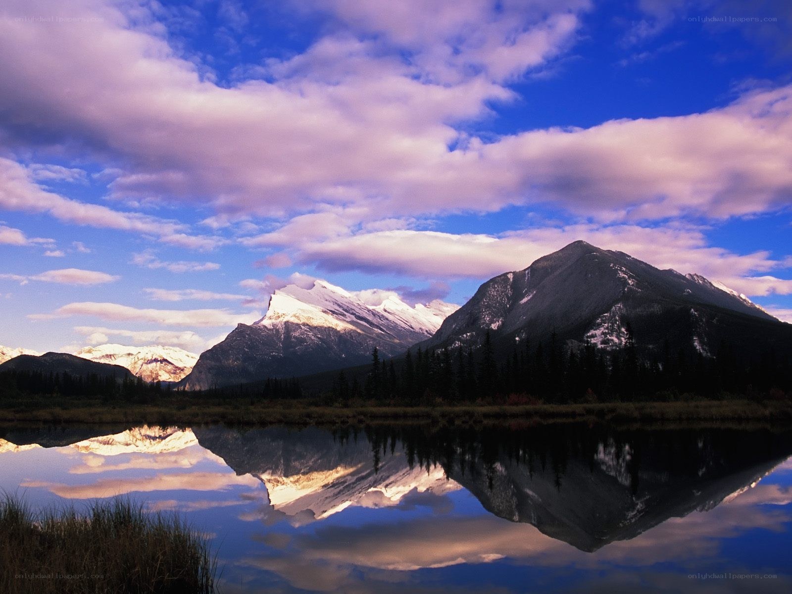 Mountain reflection in a calm lake
