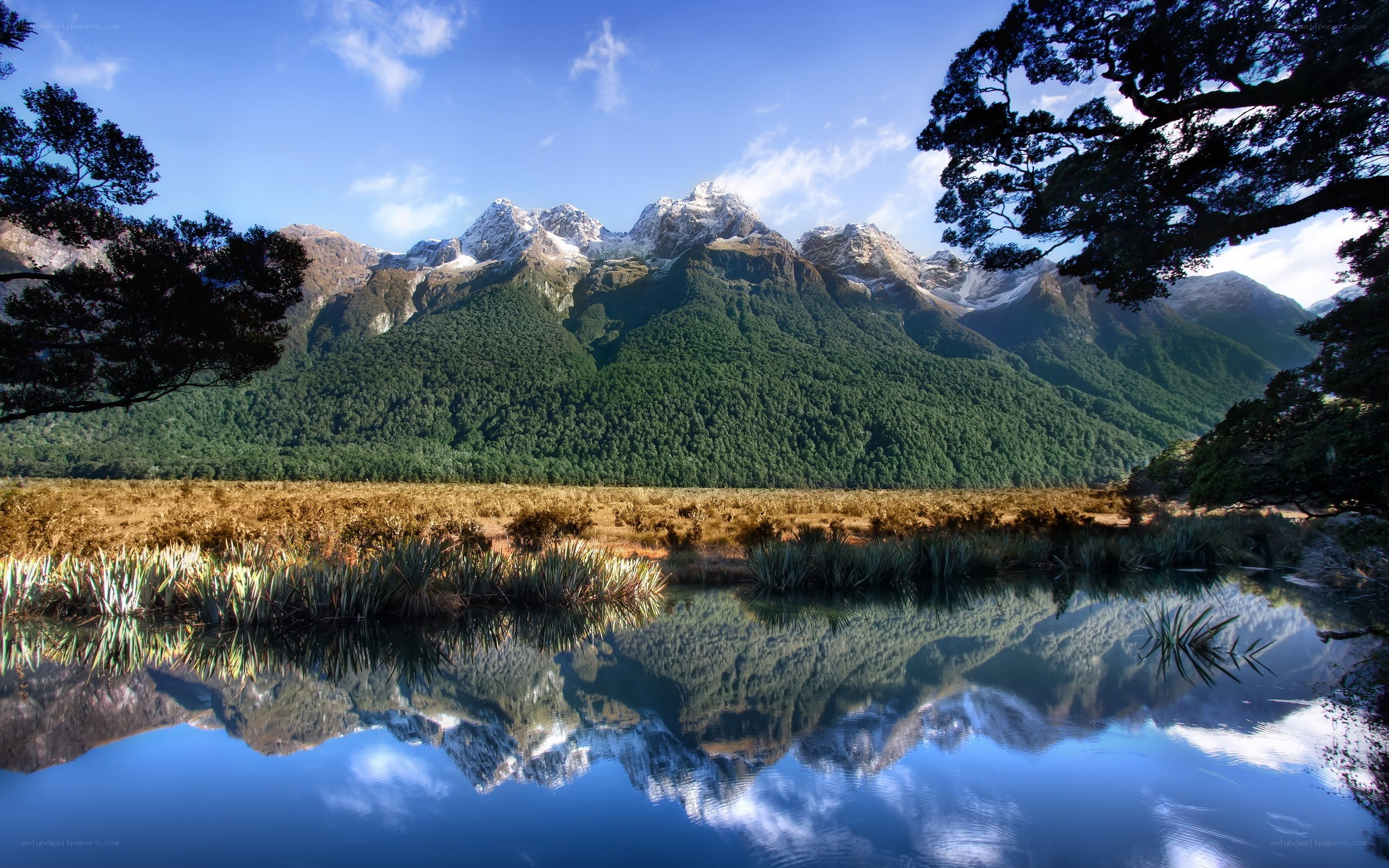 Mountain reflection in a calm lake