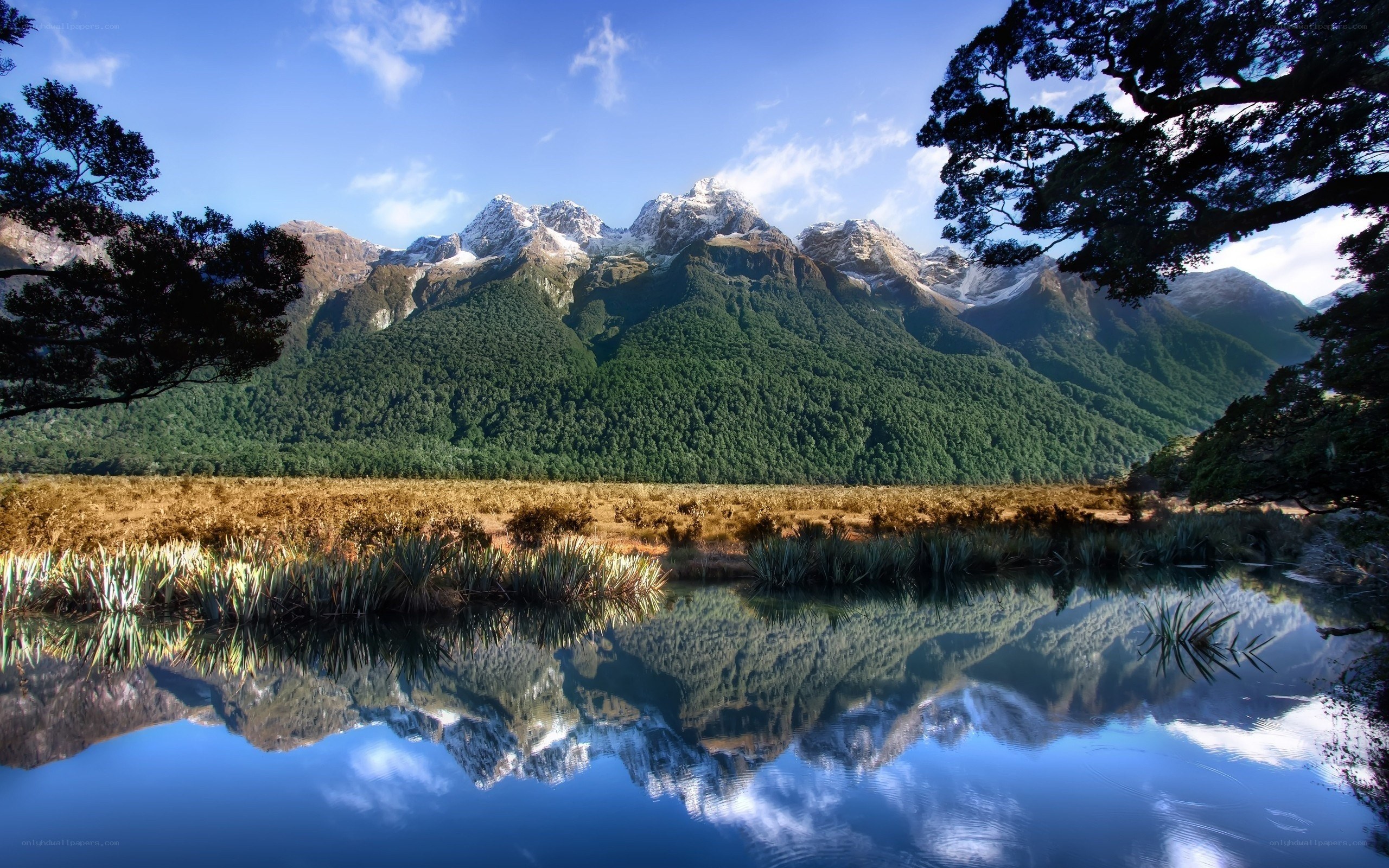 Mountain reflection in a calm lake
