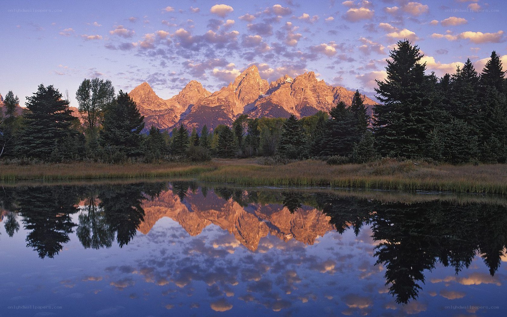 Mountain reflection in a calm lake