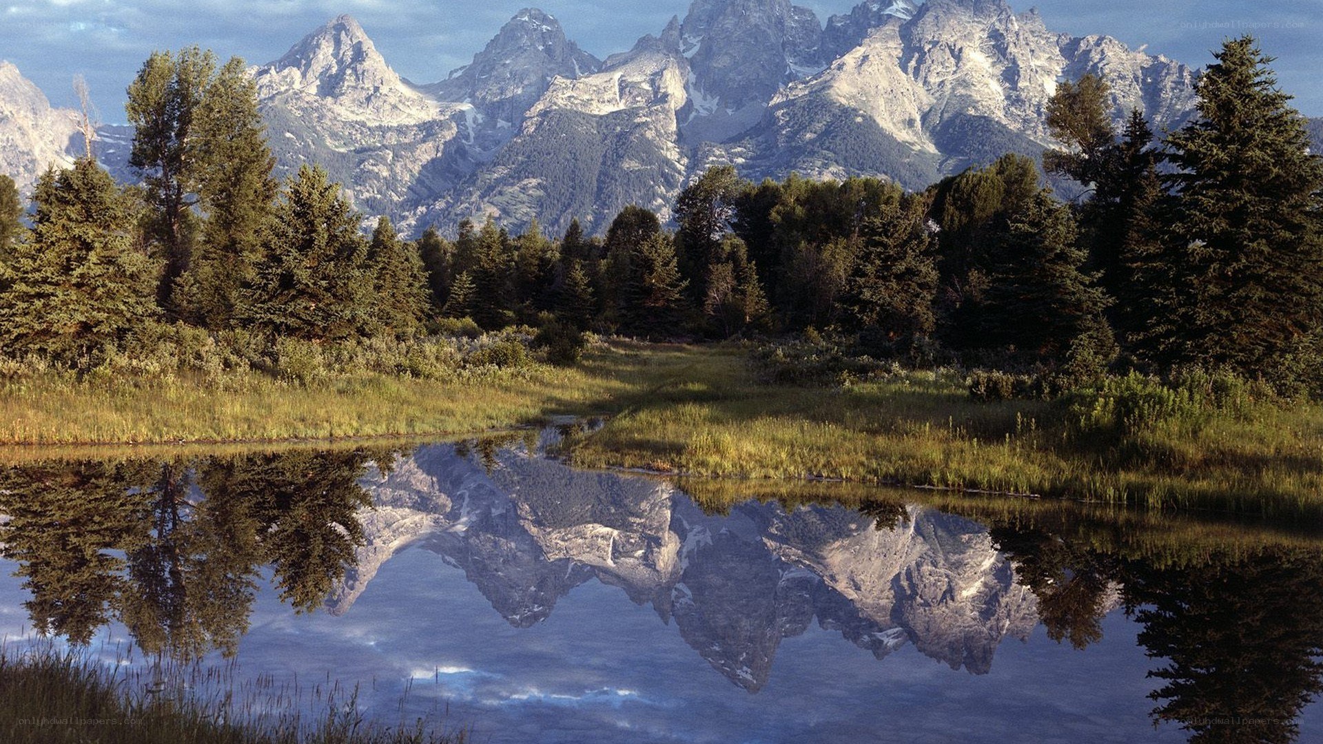 Mountain reflection in a calm lake