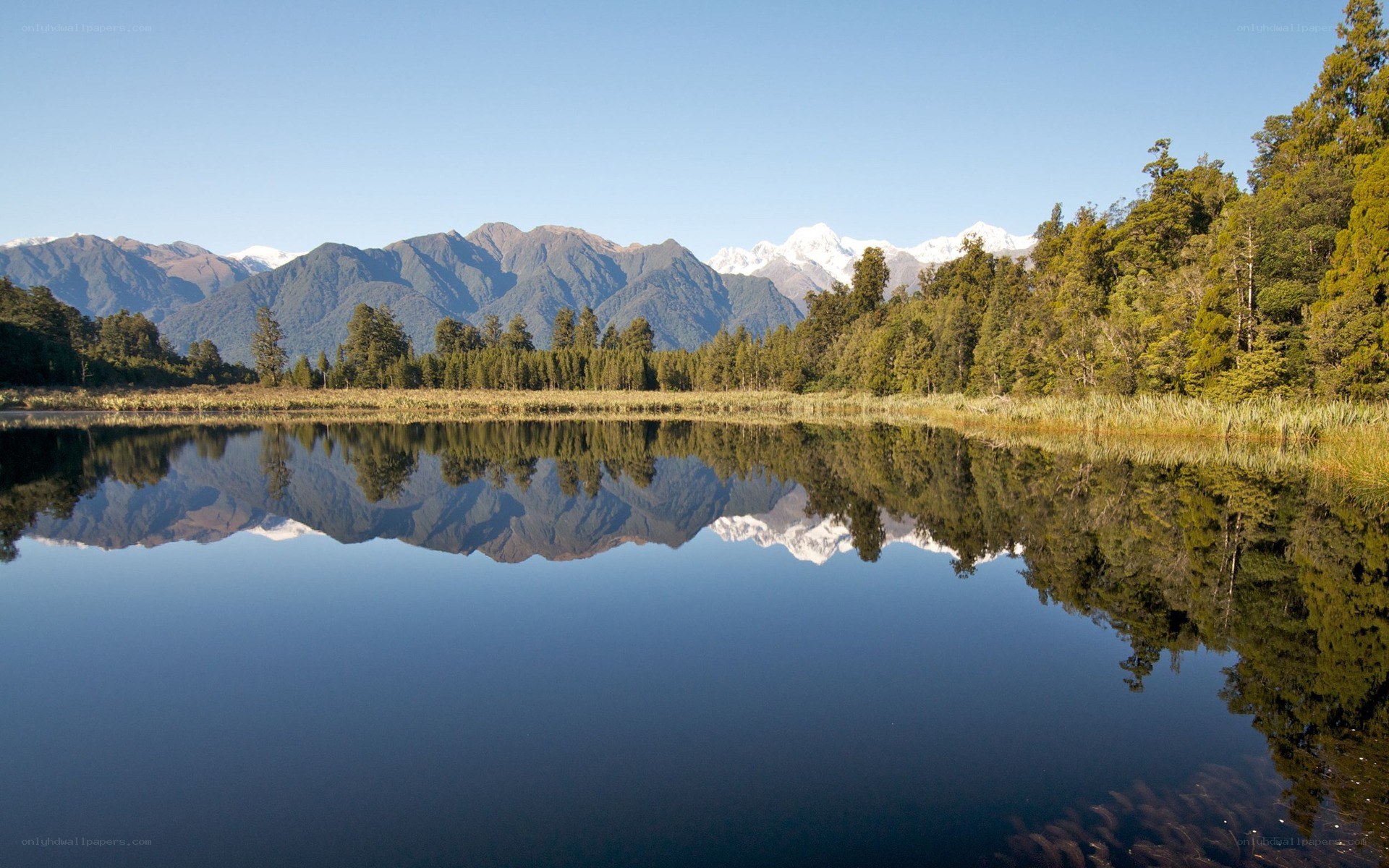 Mountain reflection in a calm lake