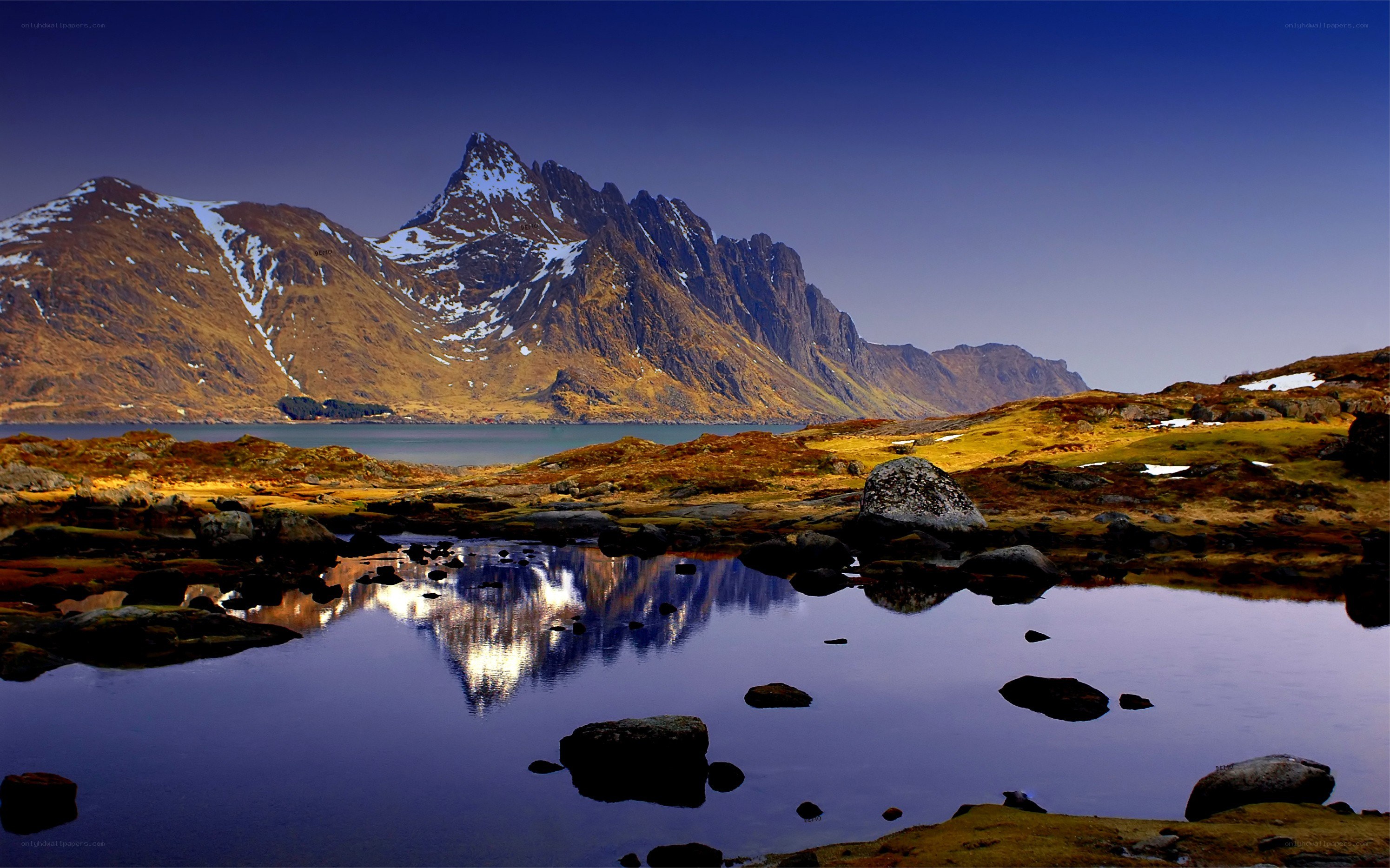 Mountain reflection in a calm lake
