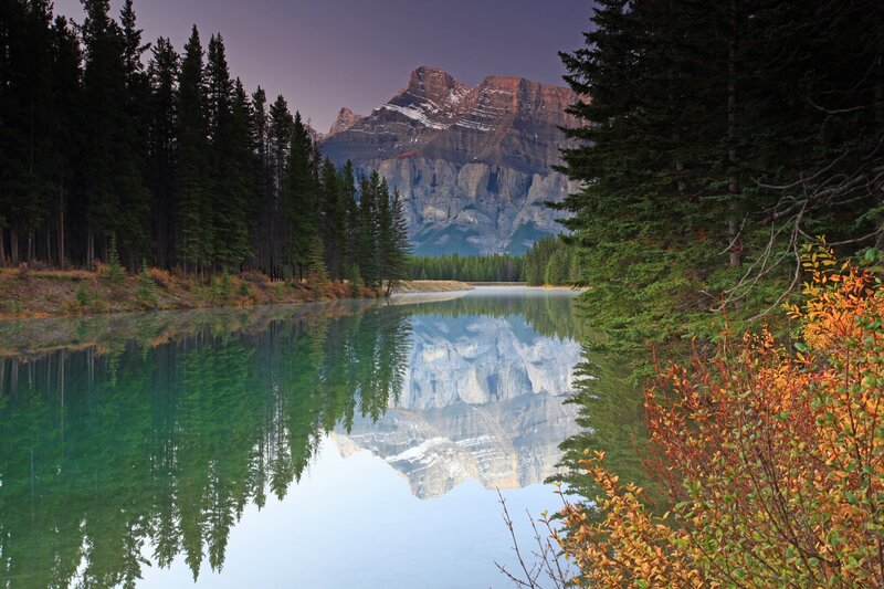 Mountain reflection in a calm lake
