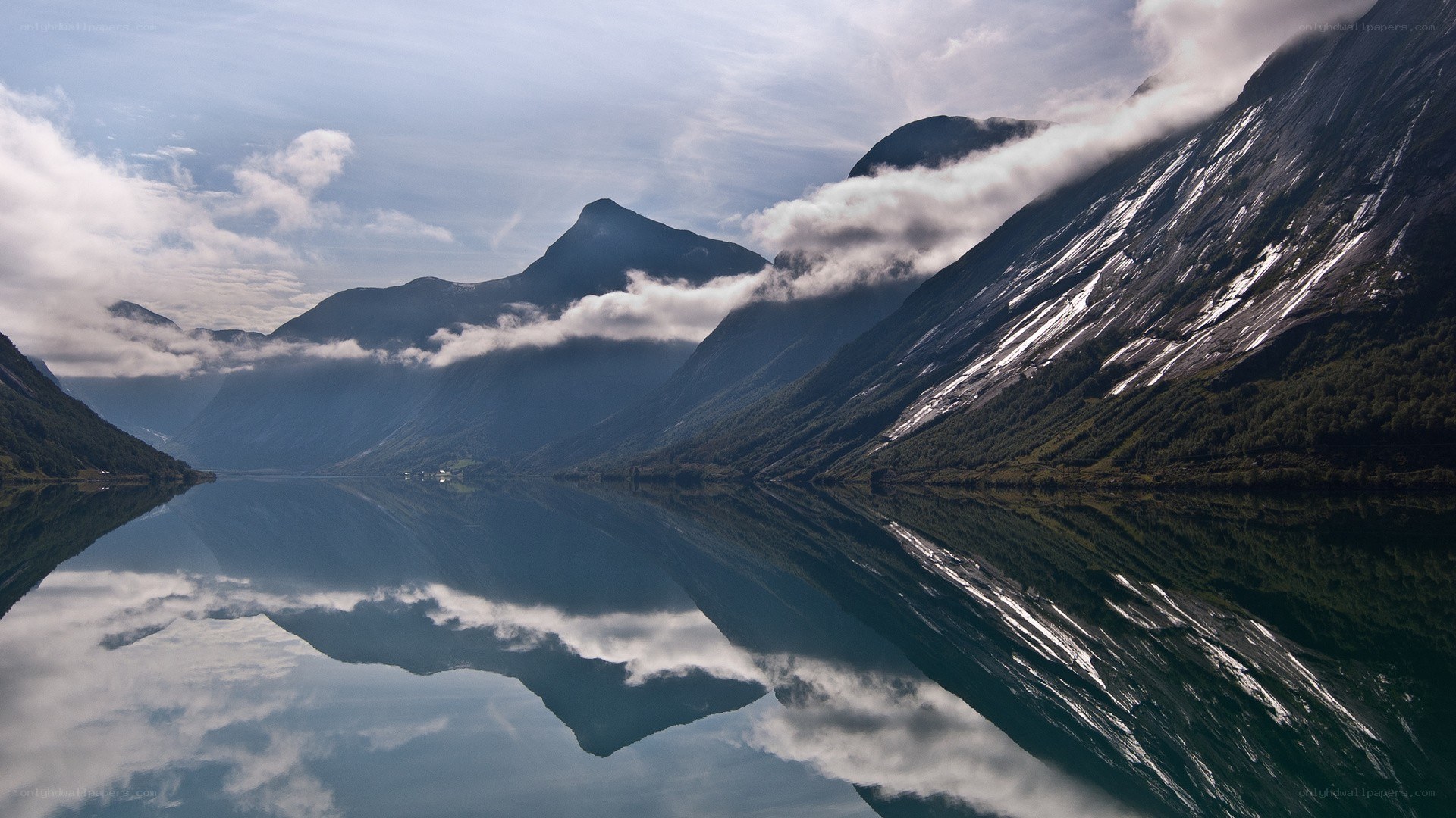 Mountain reflection in a calm lake
