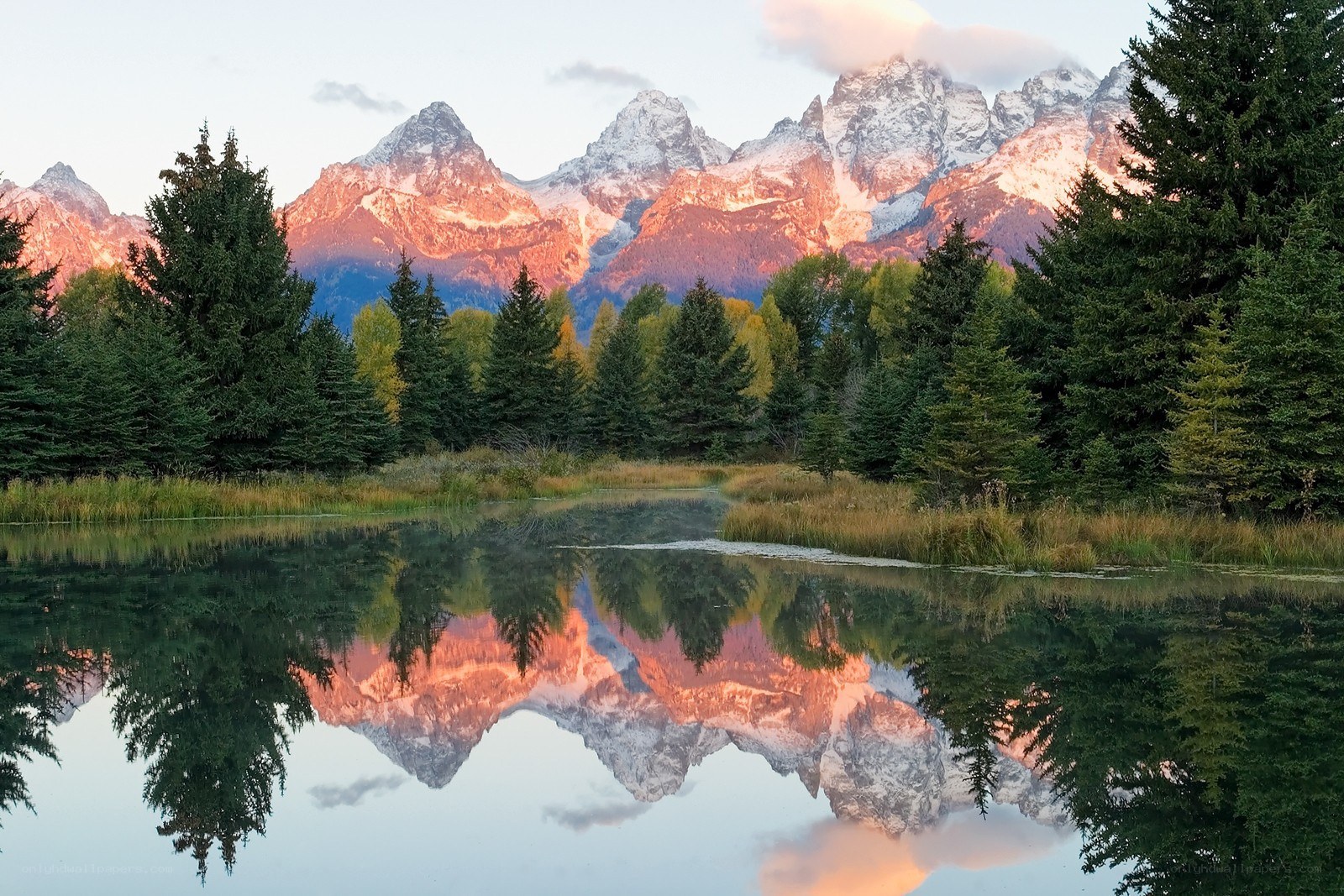 Mountain reflection in a calm lake