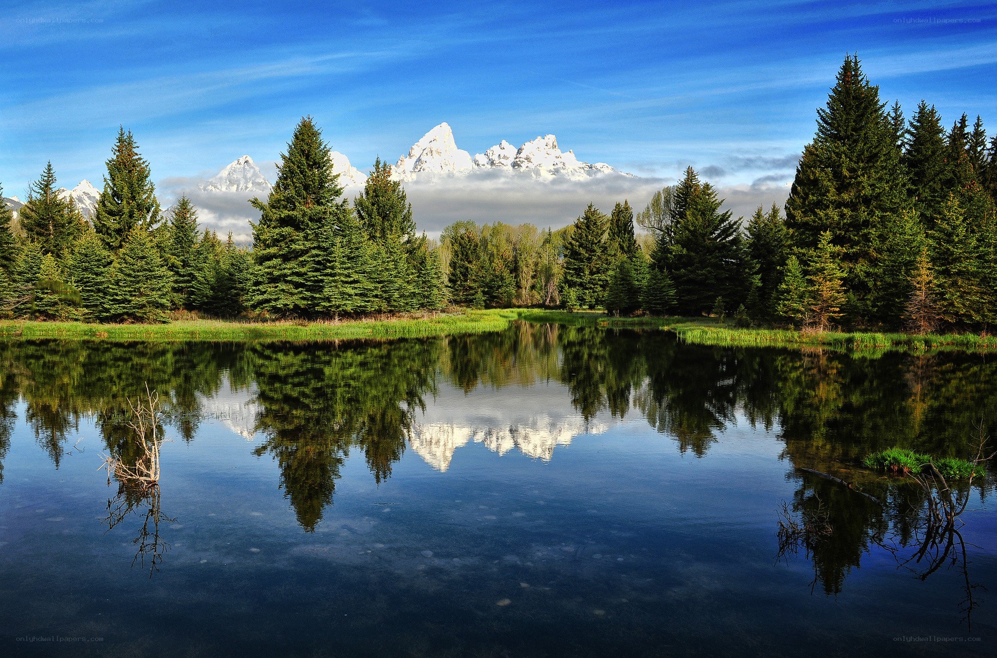 Mountain reflection in a calm lake