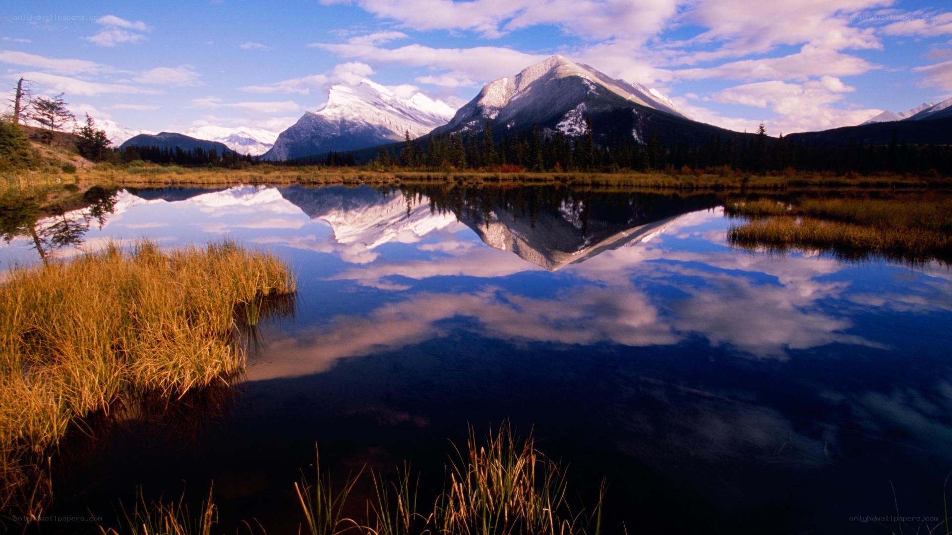 Mountain reflection in a calm lake
