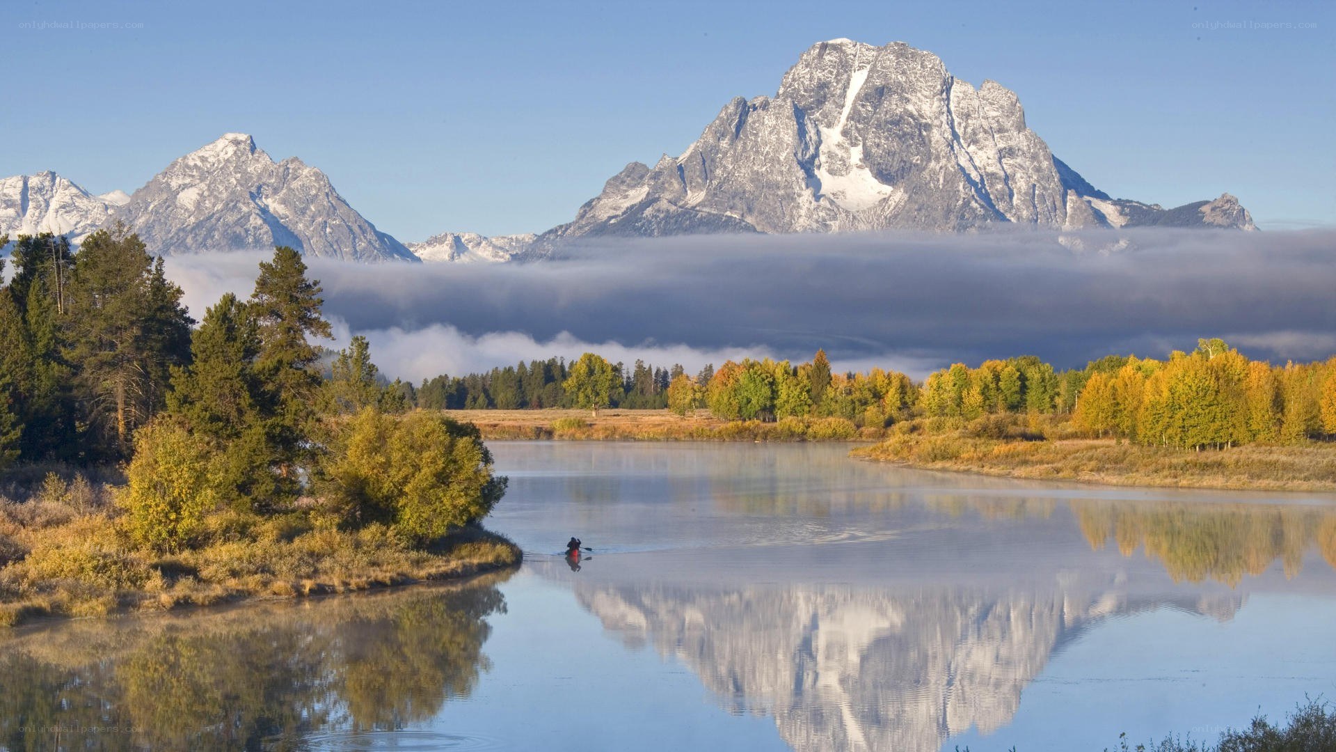 Mountain reflection in a calm lake