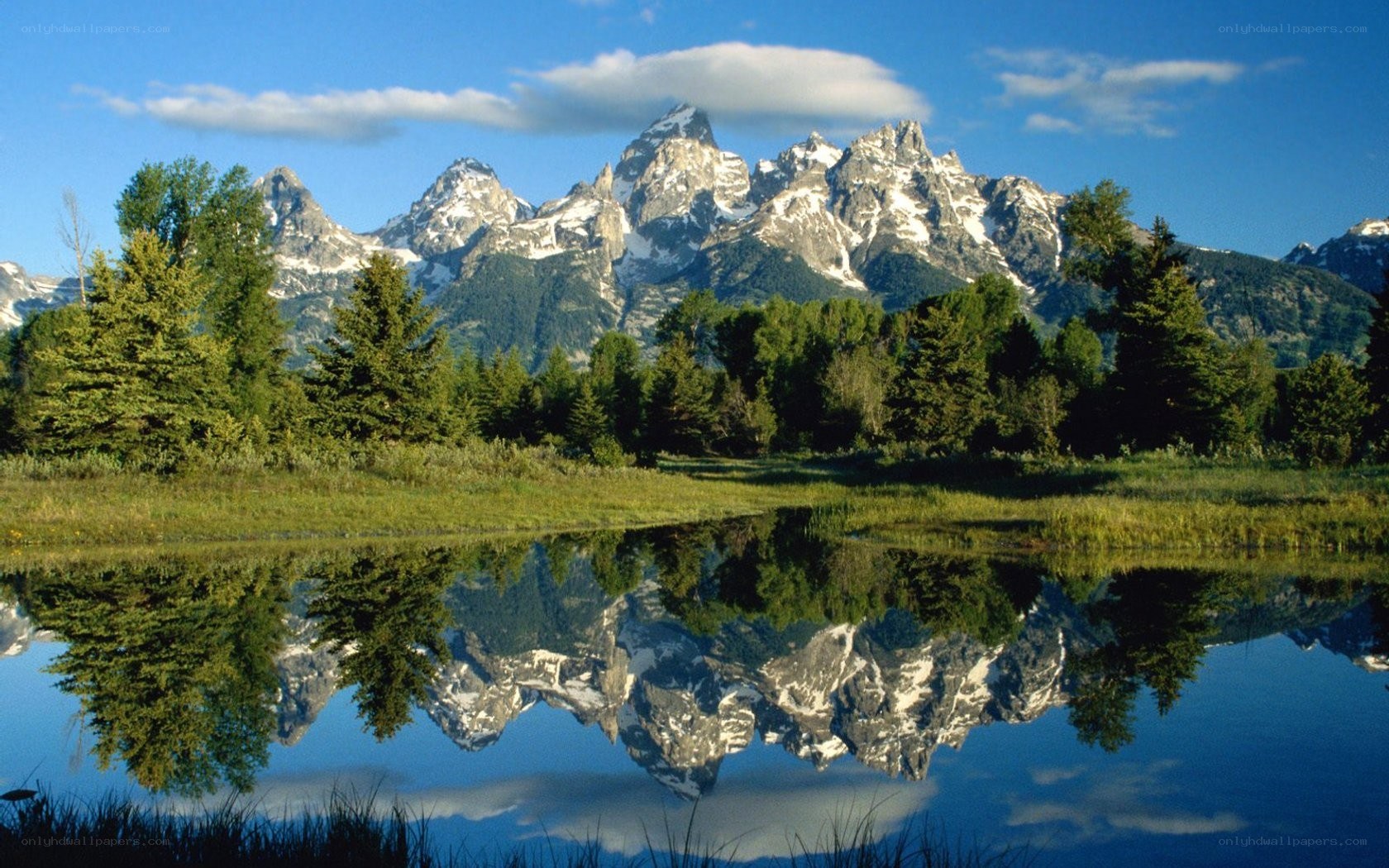 Mountain reflection in a calm lake
