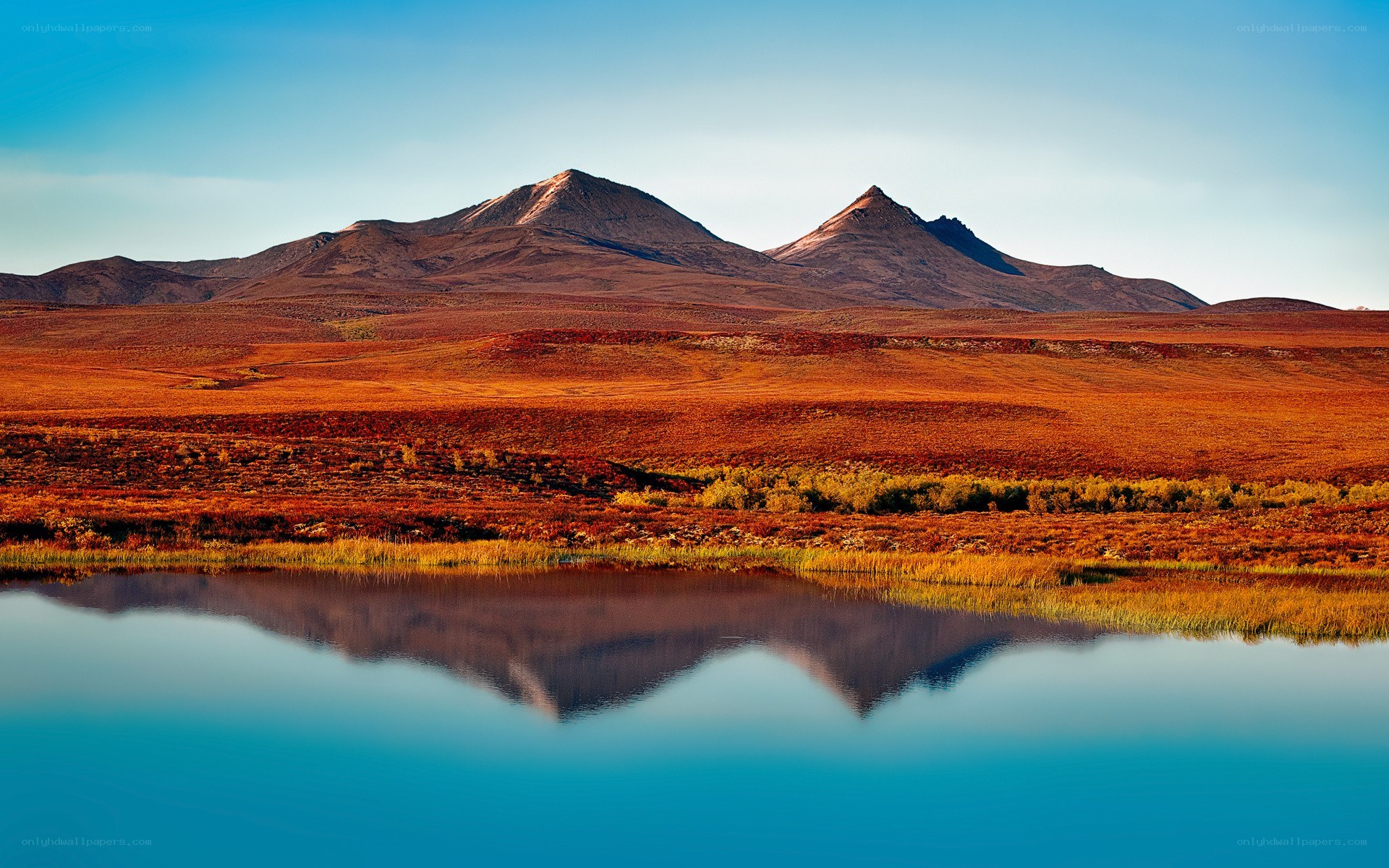 Mountain reflection in a calm lake