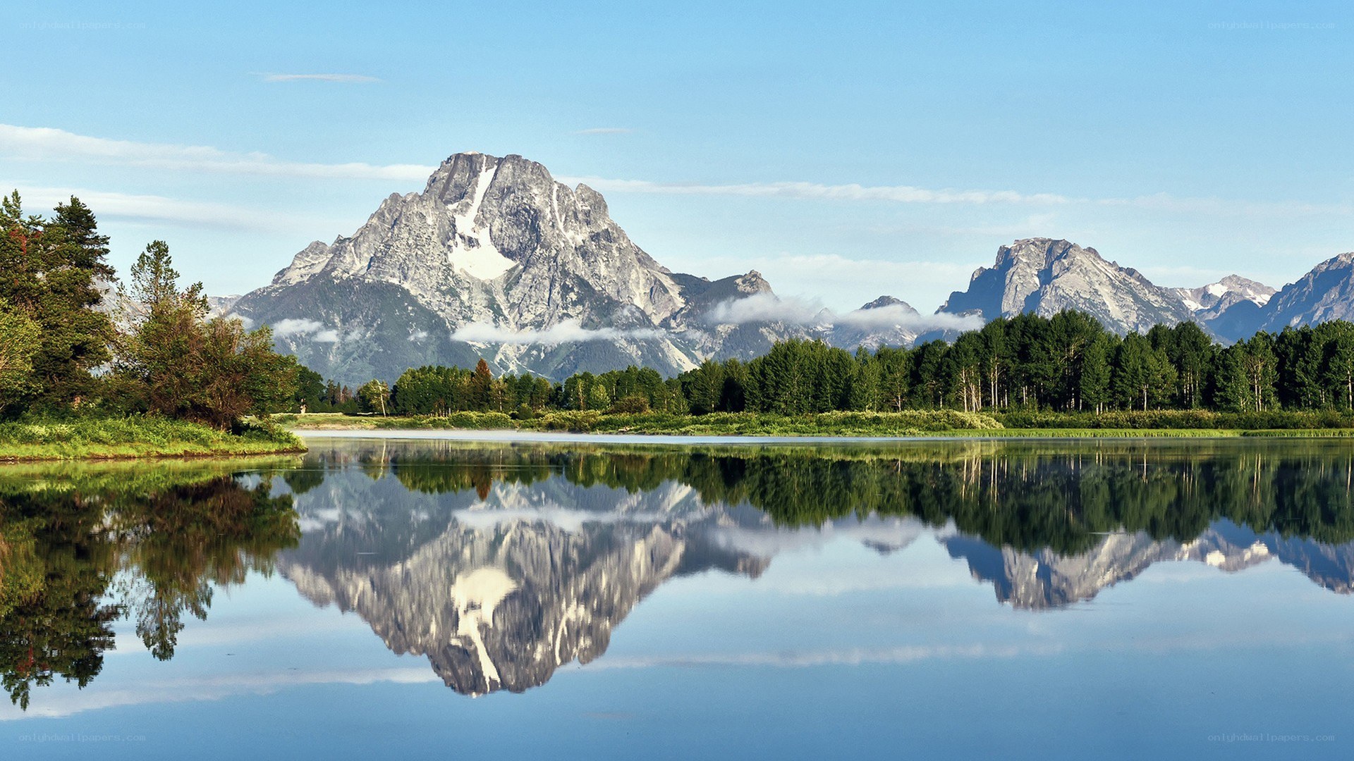 Mountain reflection in a calm lake