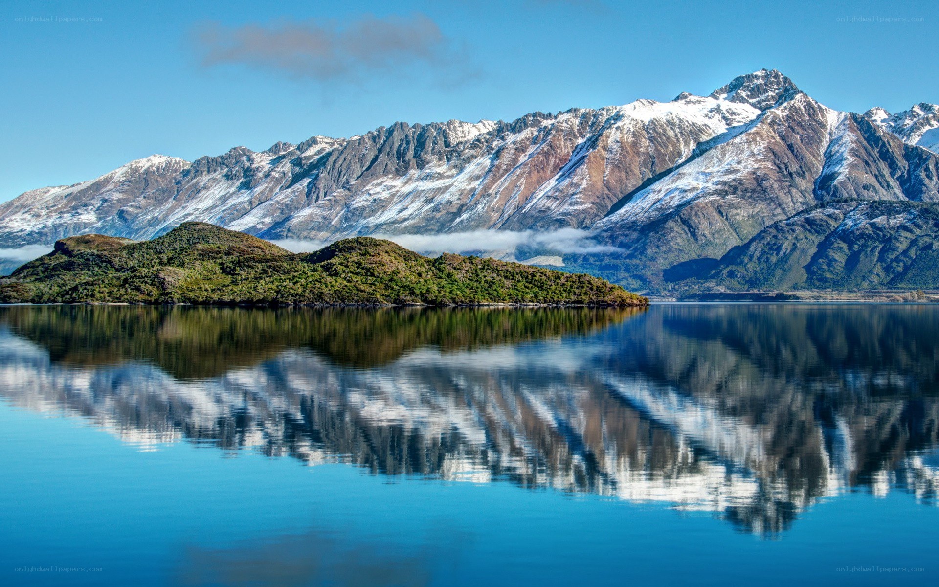 Mountain reflection in a calm lake