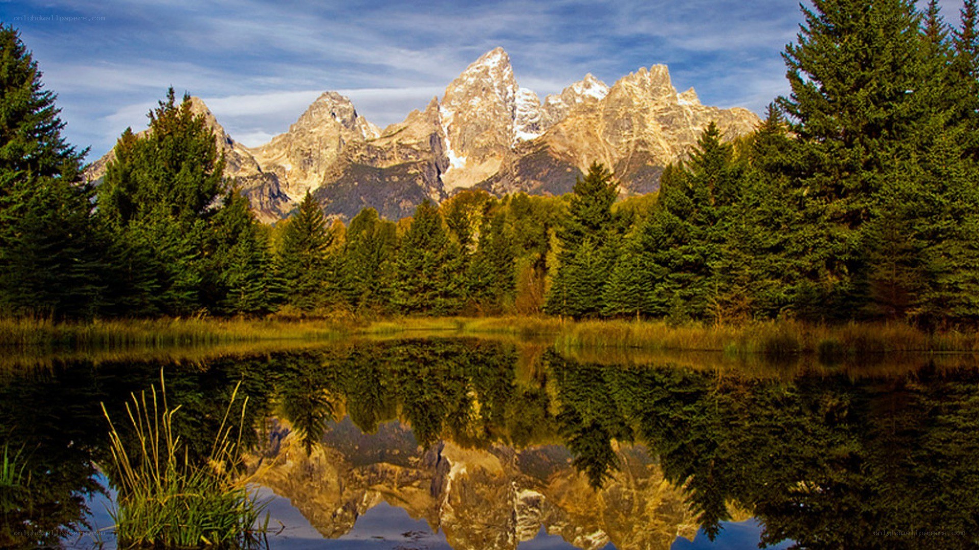 mountain reflection in a calm lake