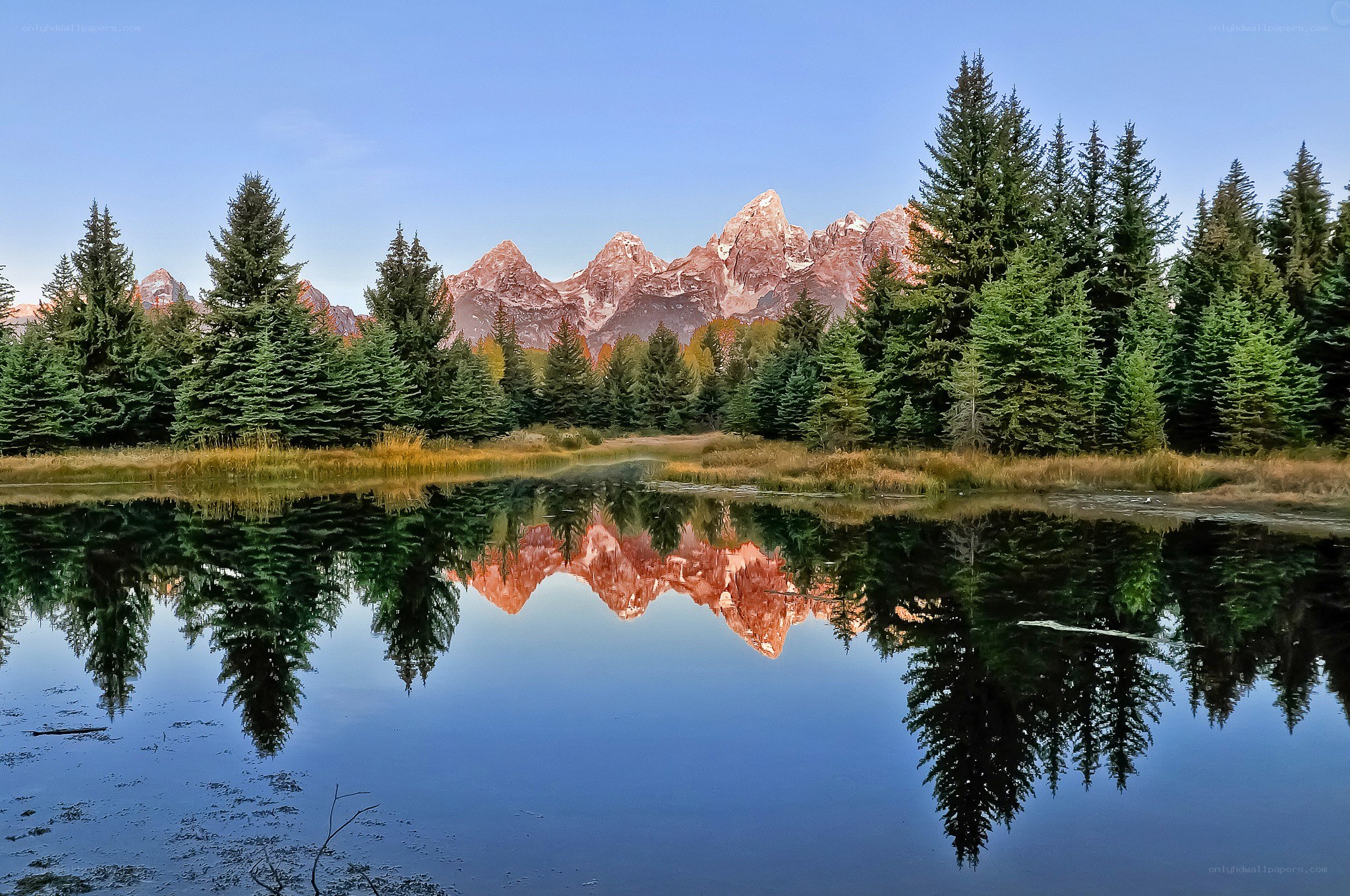 Mountain reflection in a calm lake