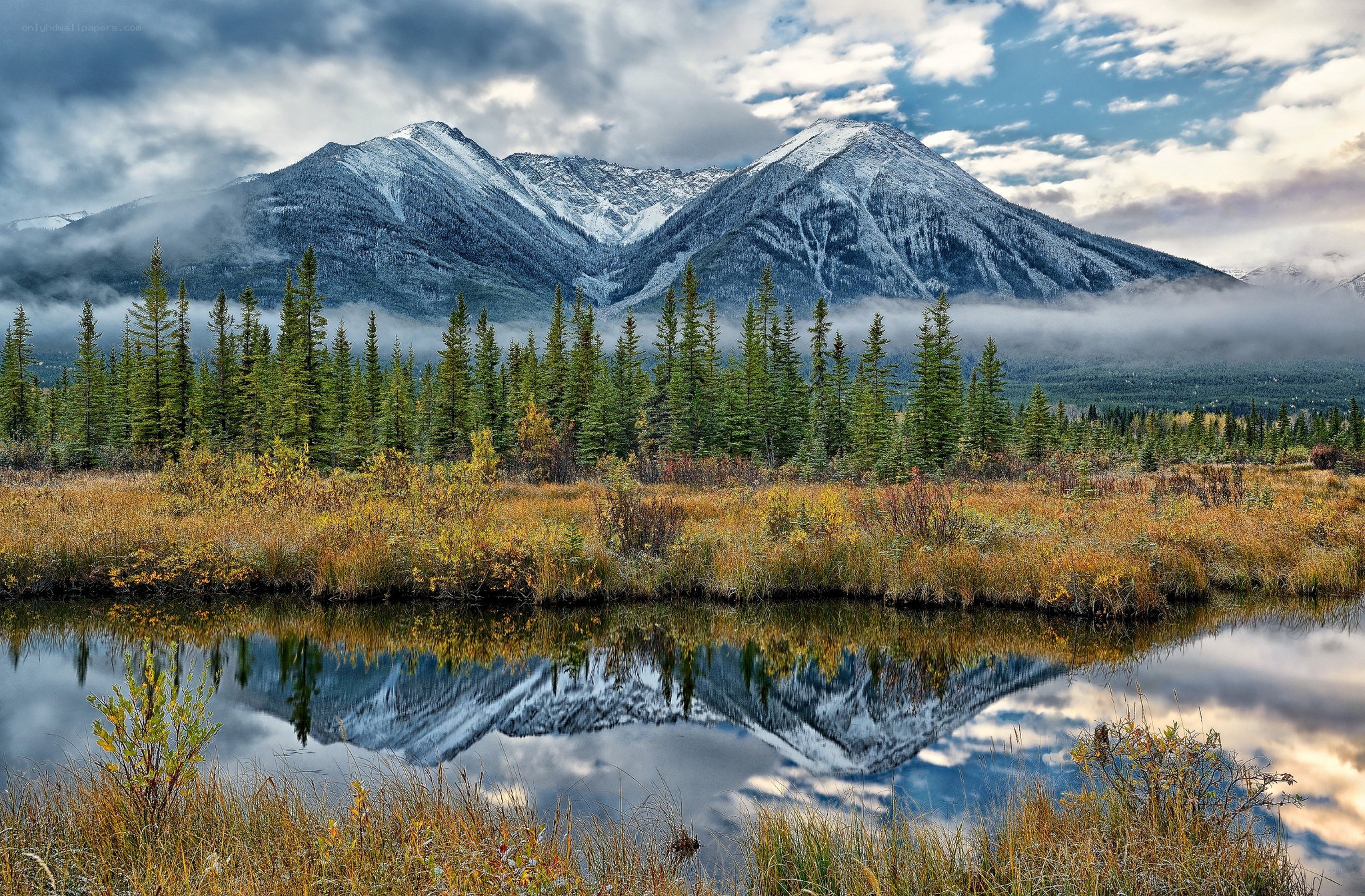 Mountain reflection in a calm lake