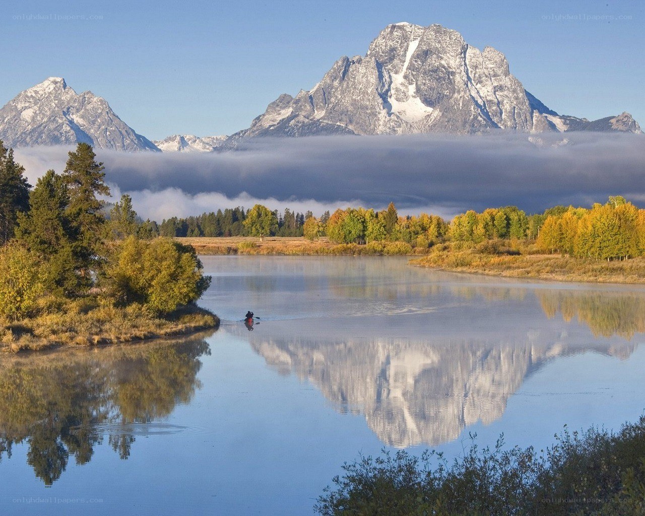 Mountain reflection in a calm lake