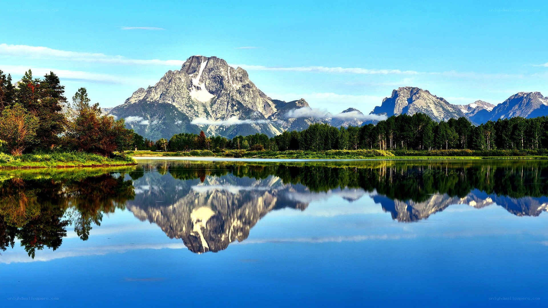 Mountain reflection in a calm lake