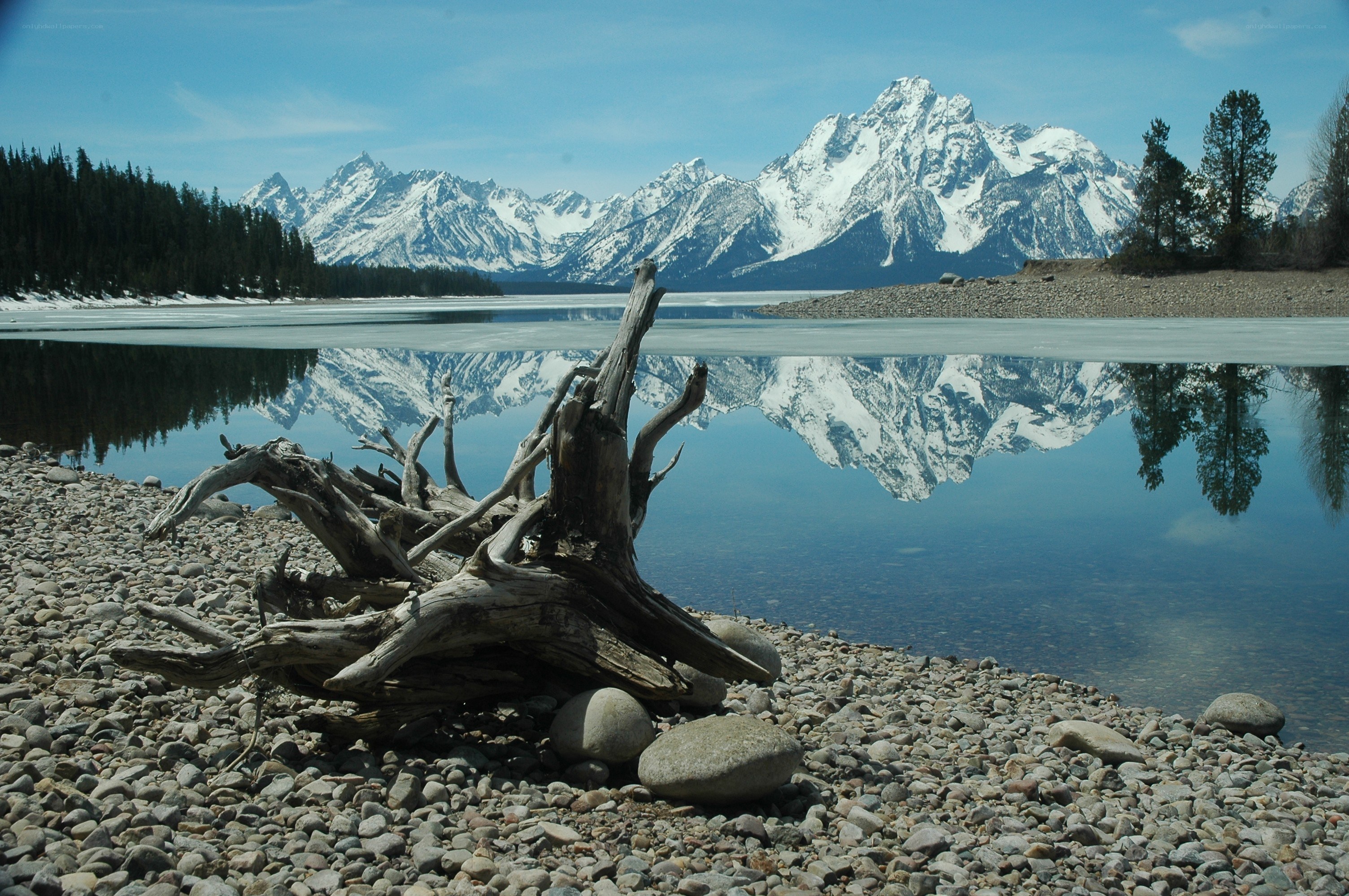 Mountain reflection in a calm lake