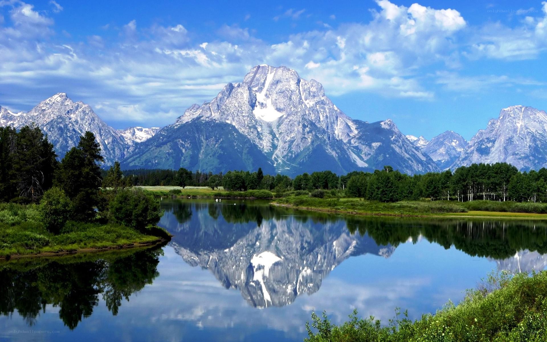 Mountain reflection in a calm lake