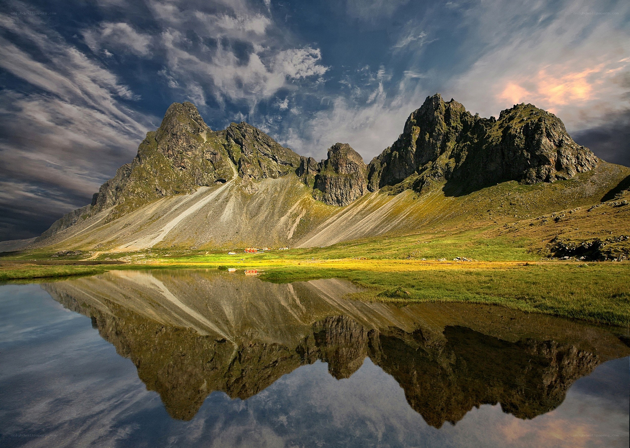 Mountain reflection in a calm lake
