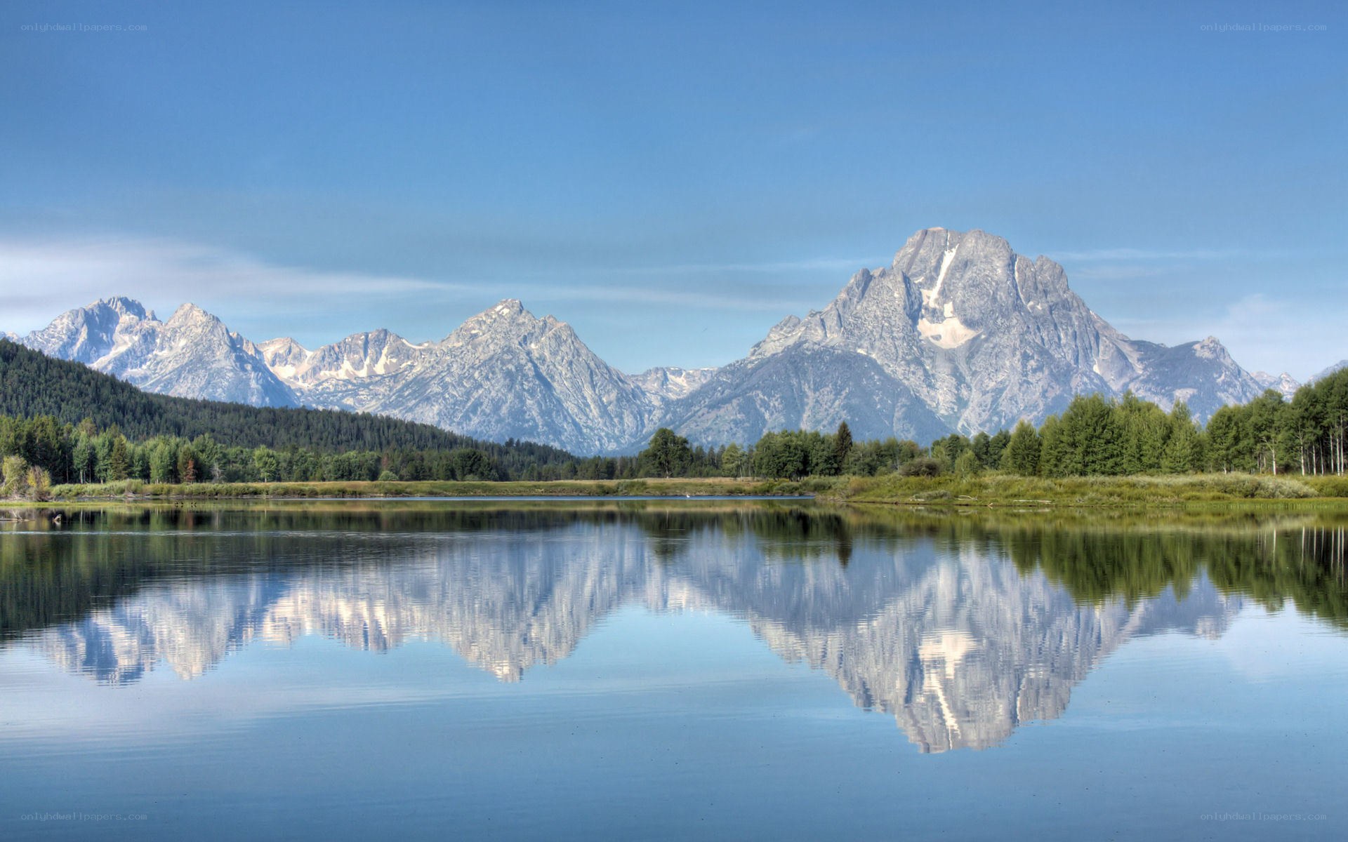 Mountain reflection in a calm lake