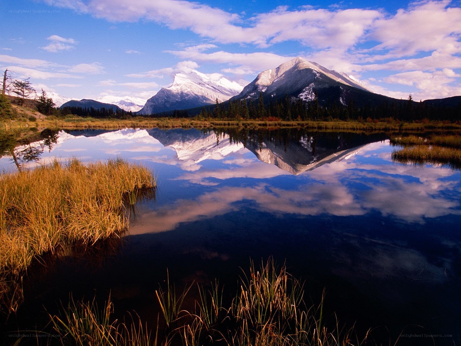 Mountain reflection in a calm lake