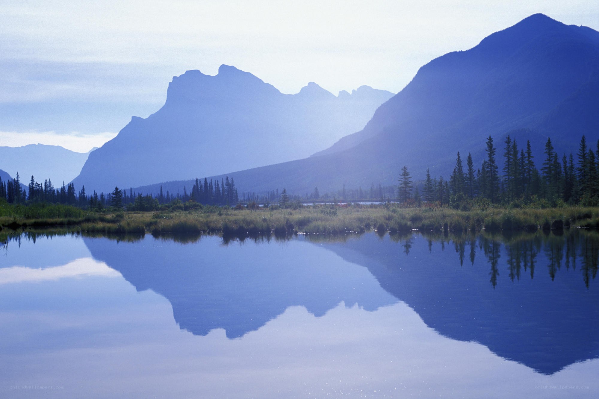 Mountain reflection in a calm lake