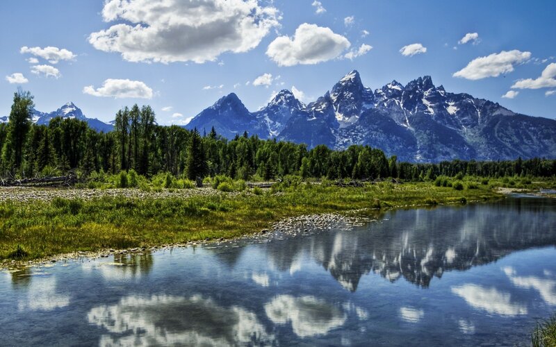 mountain reflection in a river