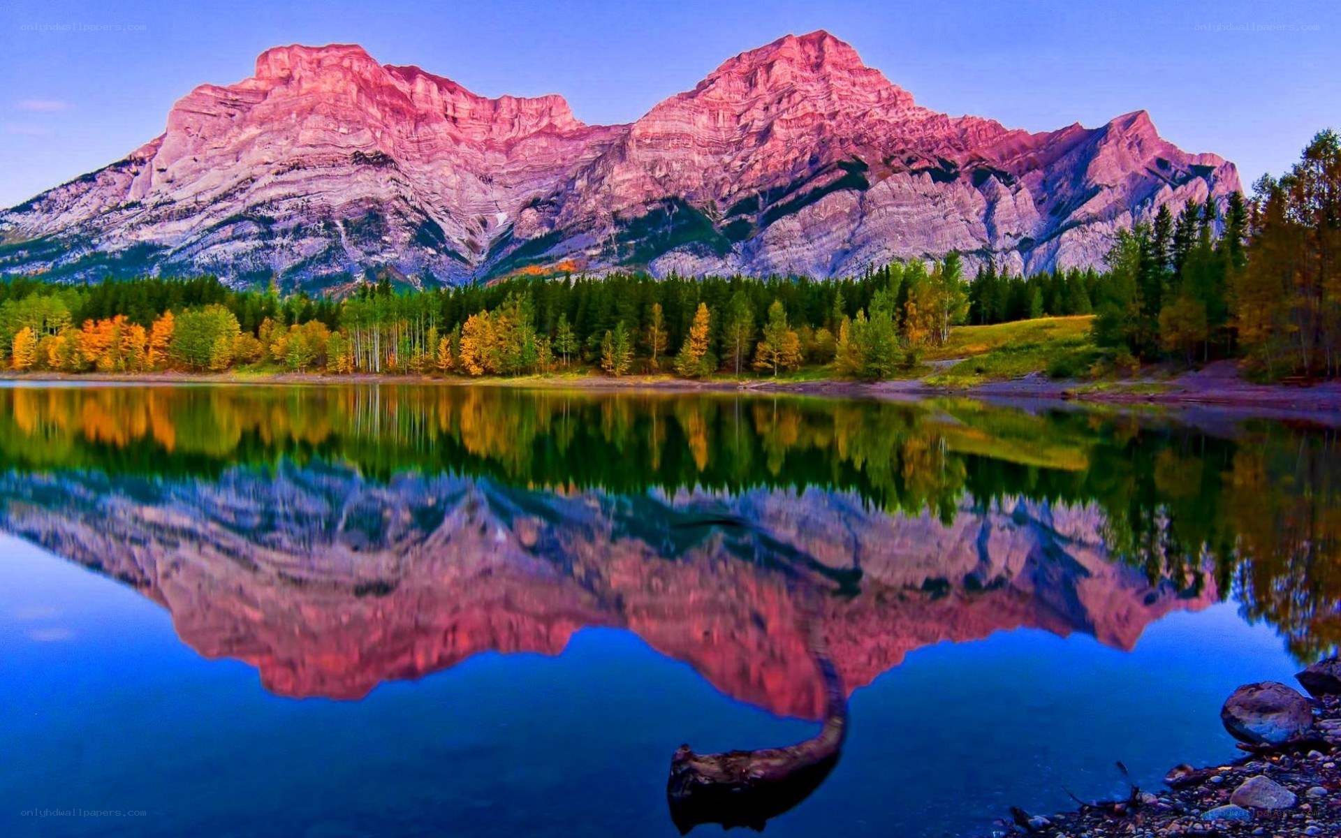 Mountain reflection in autumn