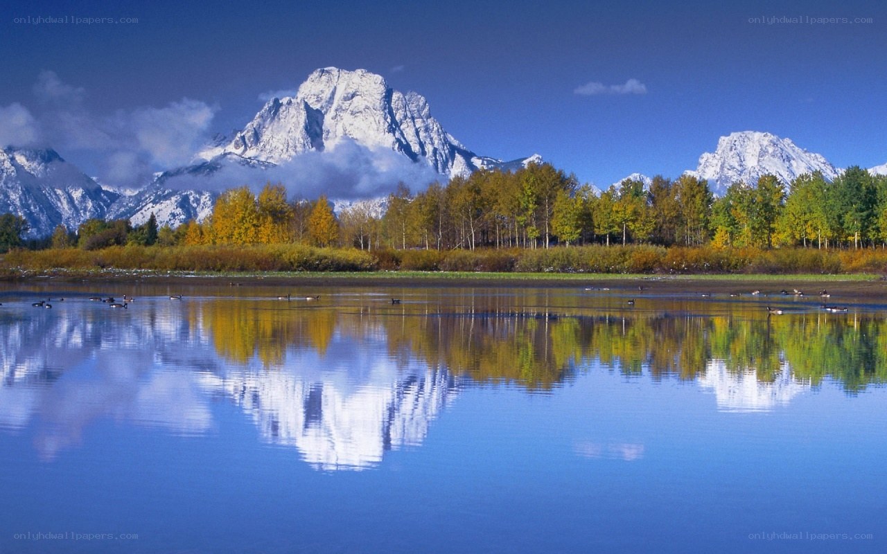 Mountain reflection in autumn
