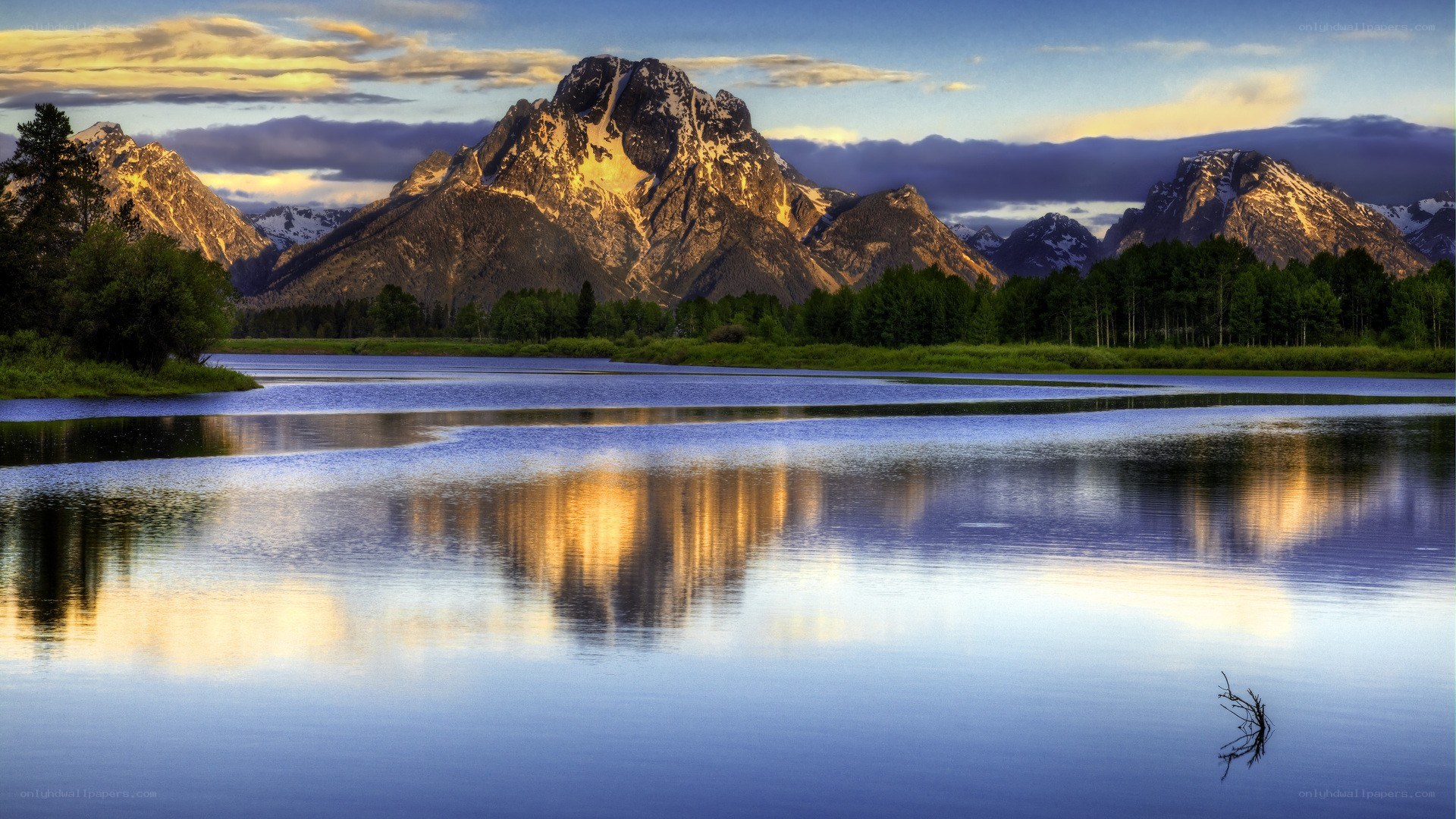 Mountain reflection in calm lake
