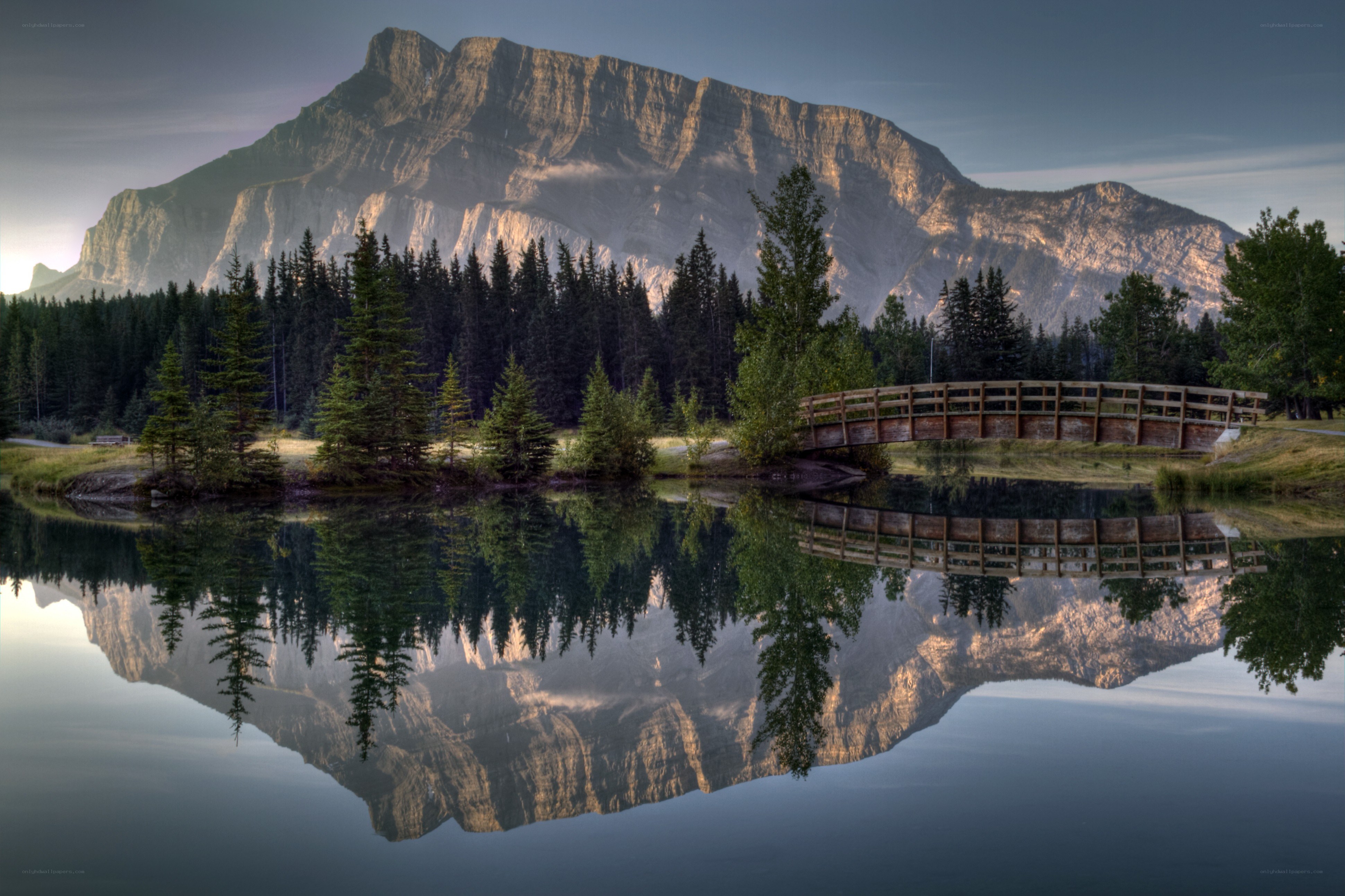 Mountain reflection in calm lake
