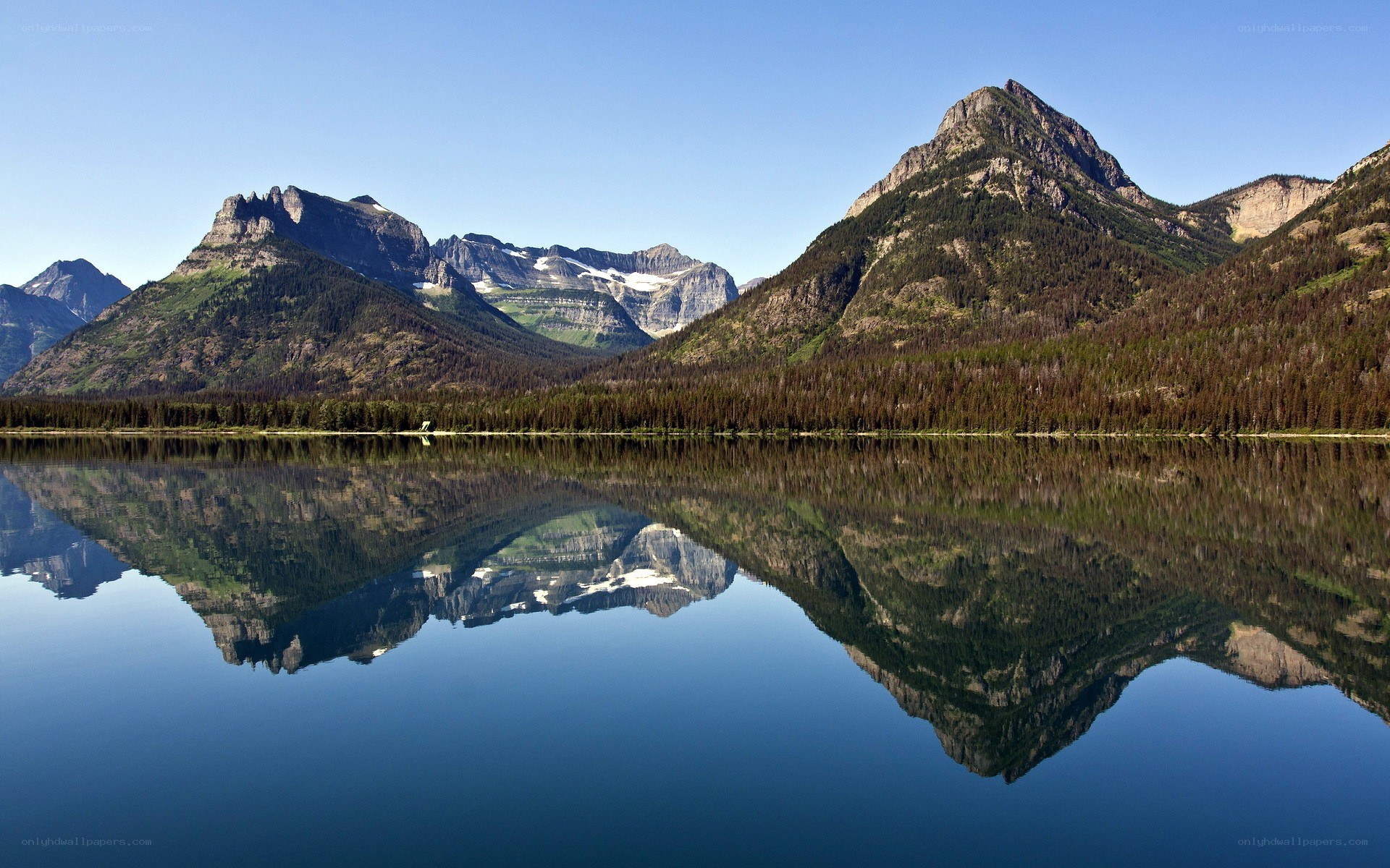 mountain reflection in calm lake