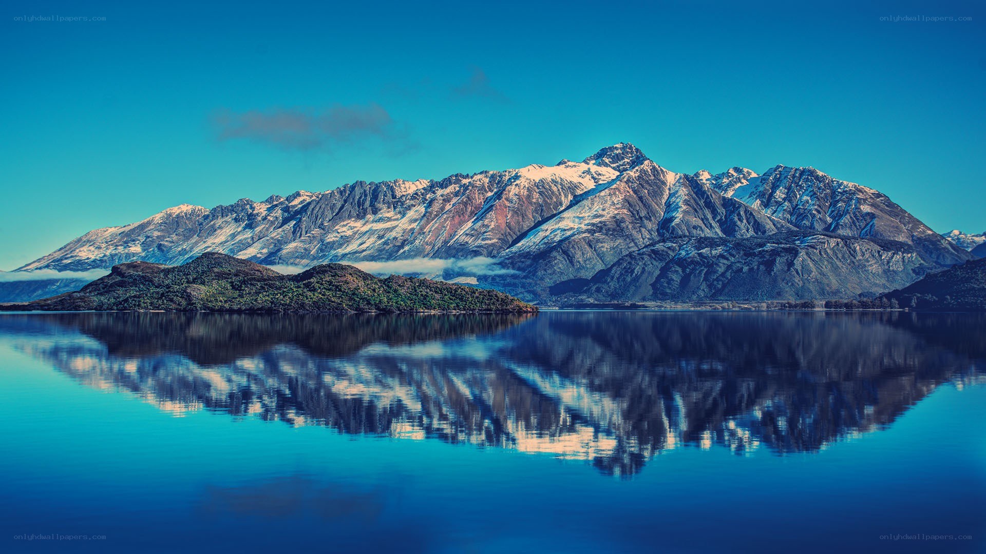 Mountain reflection in calm lake