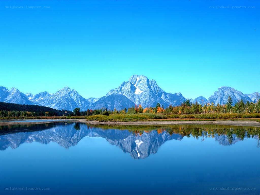 Mountain reflection in calm lake