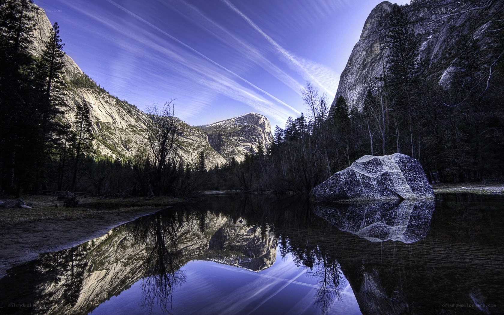 Mountain reflection in calm lake