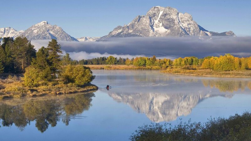 Mountain reflection in calm lake