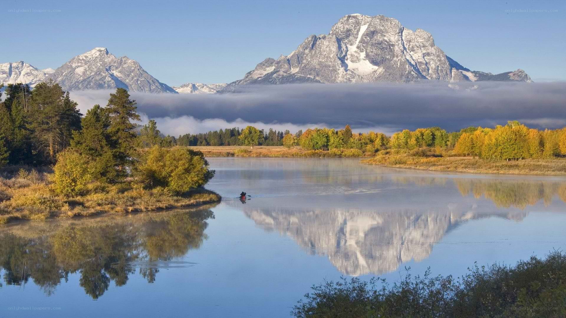 Mountain reflection in calm lake