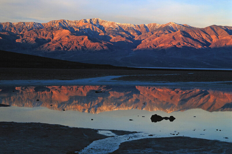 mountain reflection in desert pool