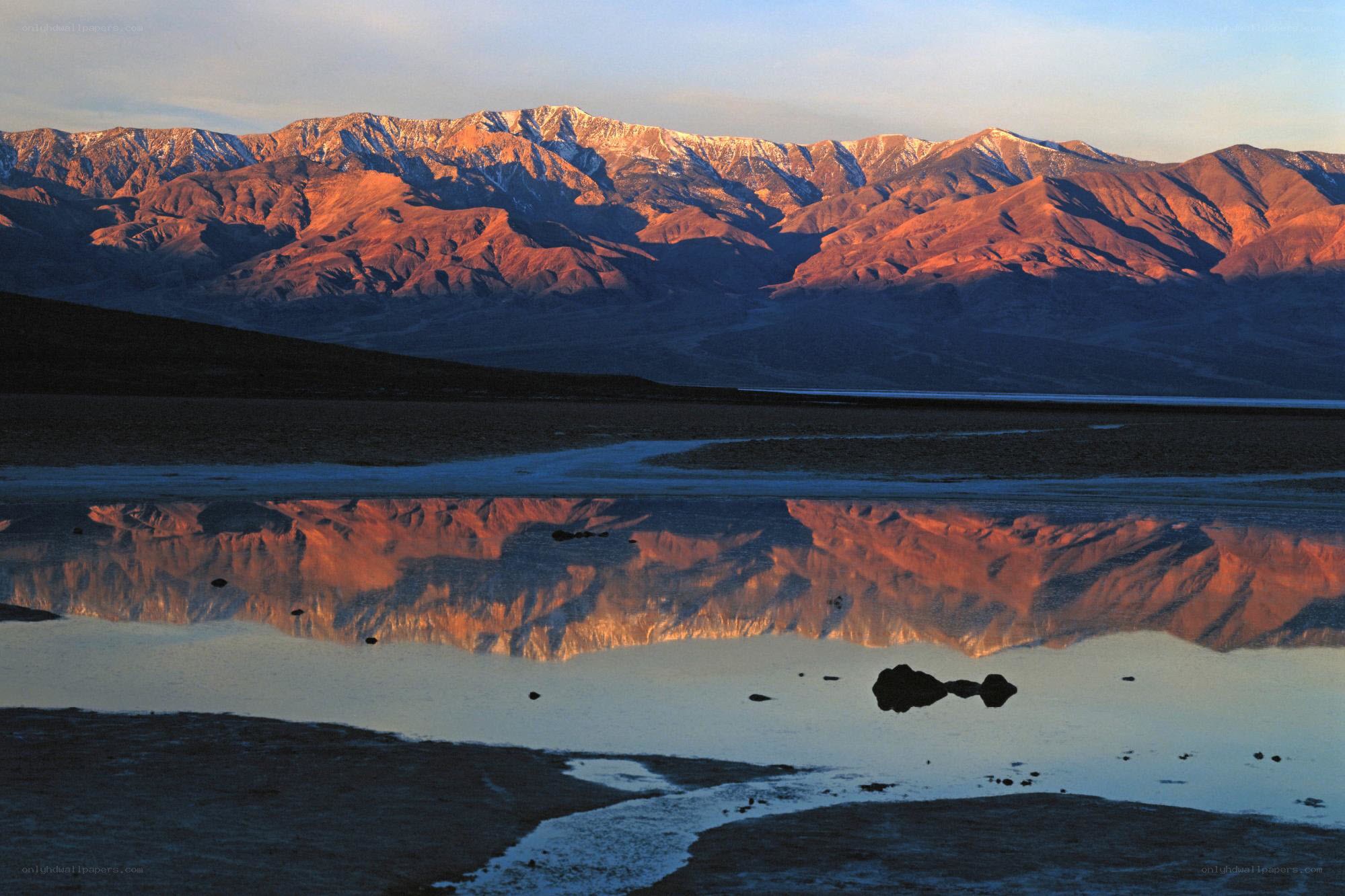 mountain reflection in desert pool