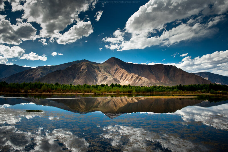 Mountain Reflection in Lake — Blue, Dramatic, Afternoon, Photograph