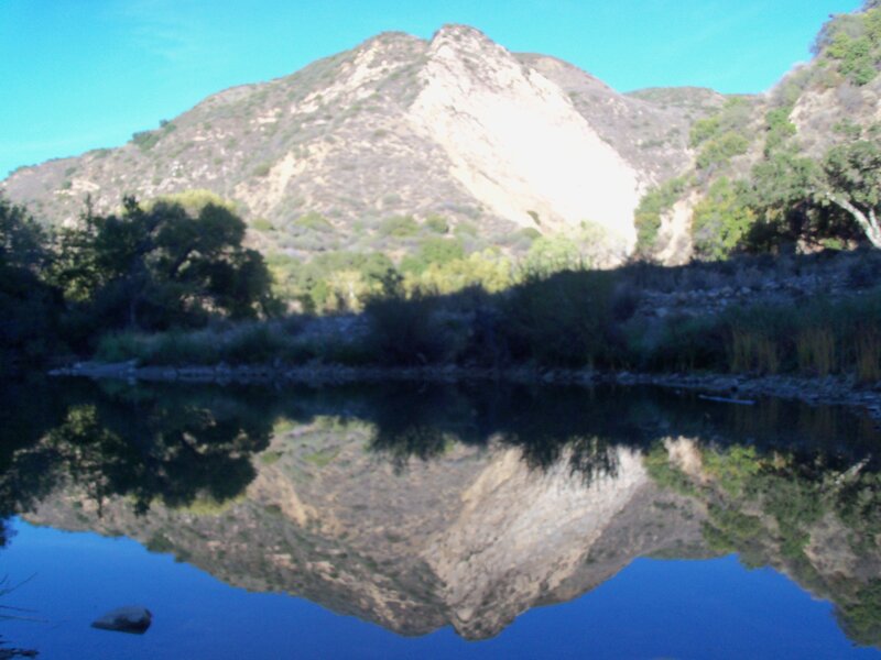 Mountain Reflection in Lake — Blue, Serene, Afternoon