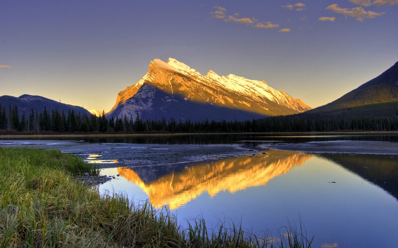 Mountain Reflection in Lake — Blue, Serene