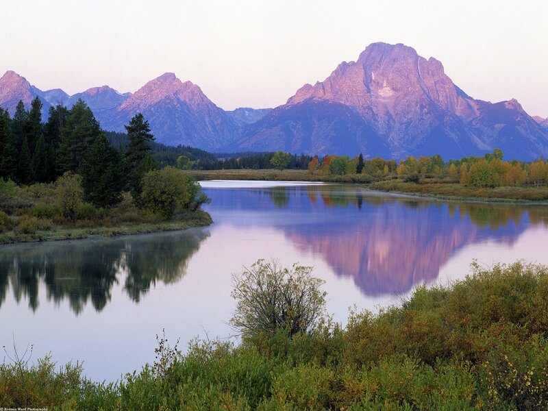 mountain reflection in river