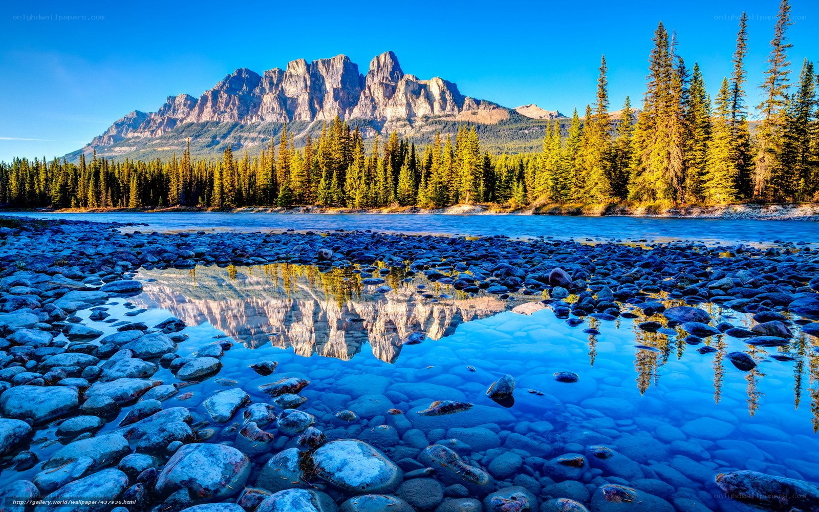Mountain reflection in river