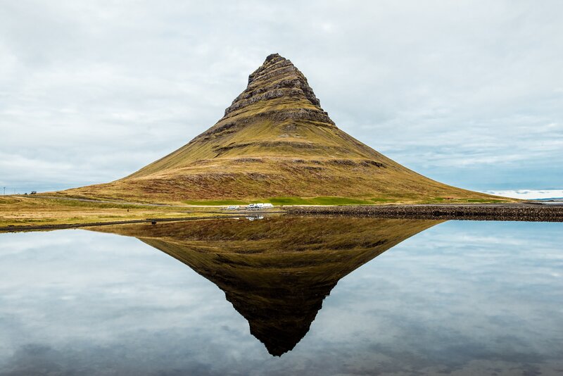 Mountain Reflection in Water — Green