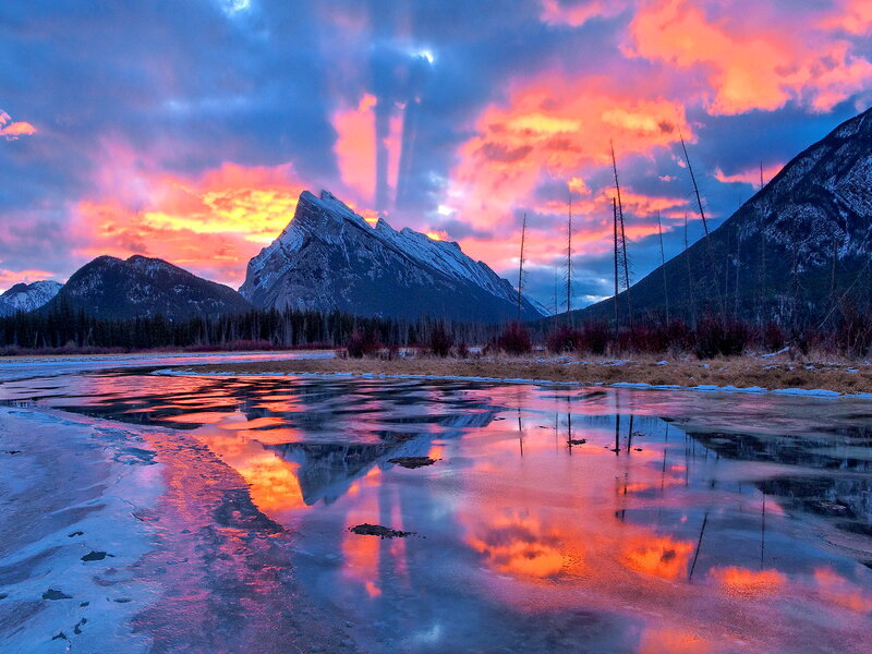 Mountain Reflection in Water — Orange