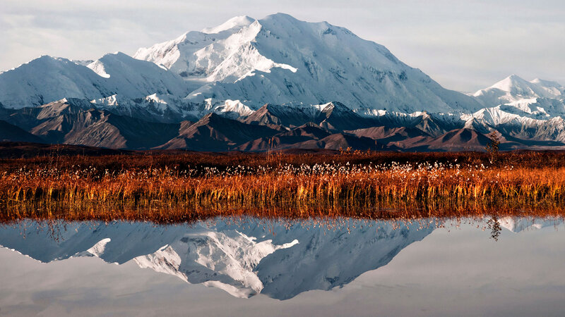 Mountain Reflection in Water — White
