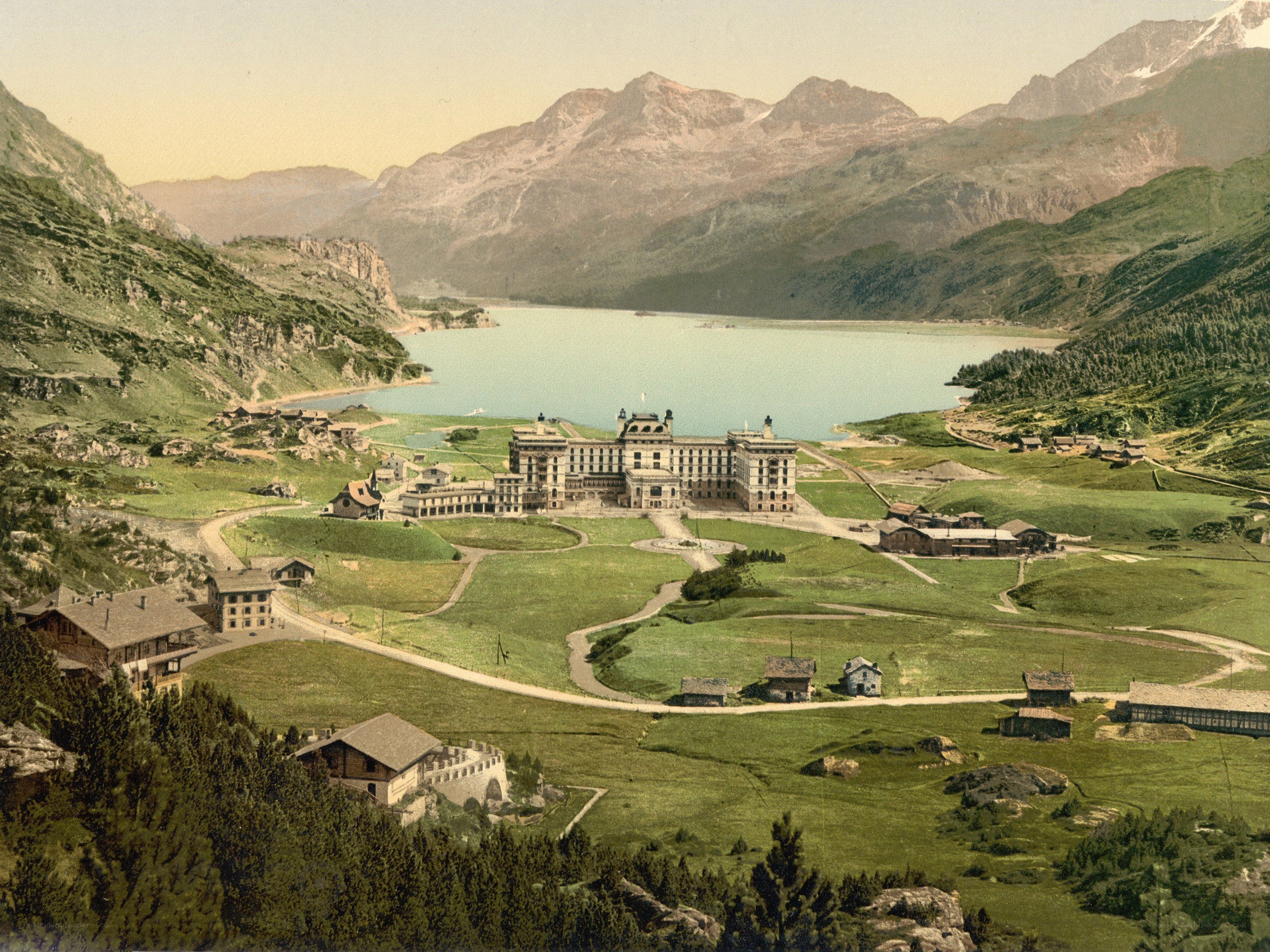 Mountain resort by a lake